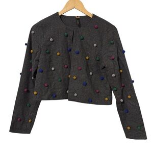 4/$25 Kidichic Cardigan Pom Poms Wool Blend Teen Girls Sz XXL / 20 Gray NWOT